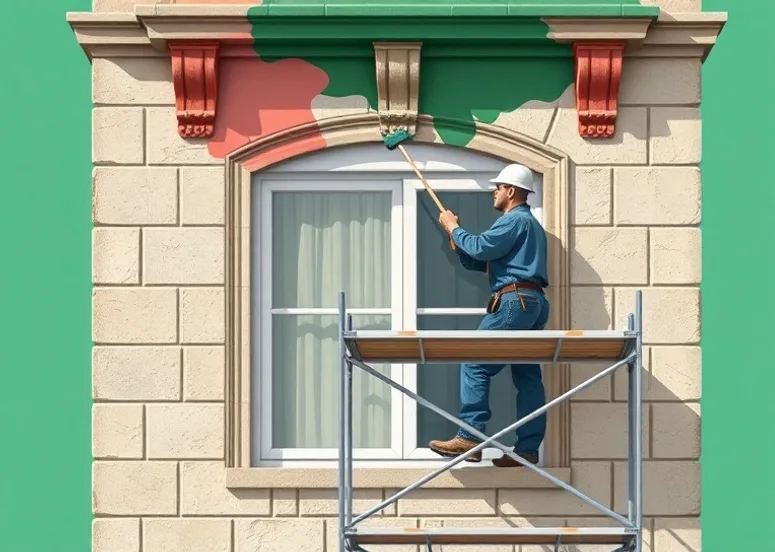Ravalement de façade en pierre, nettoyage et application d'enduit