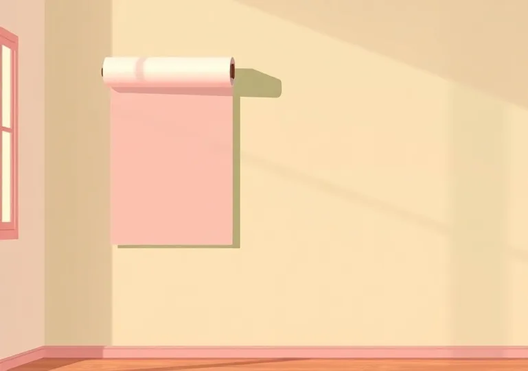 Pose de papier peint, rouleau et brosse à maroufler